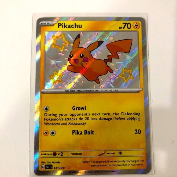 Pokemon TCG Pikachu 131/091 Paldean Fates Holo Shiny Rare Baby Shiny NM - Picture 1 of 2